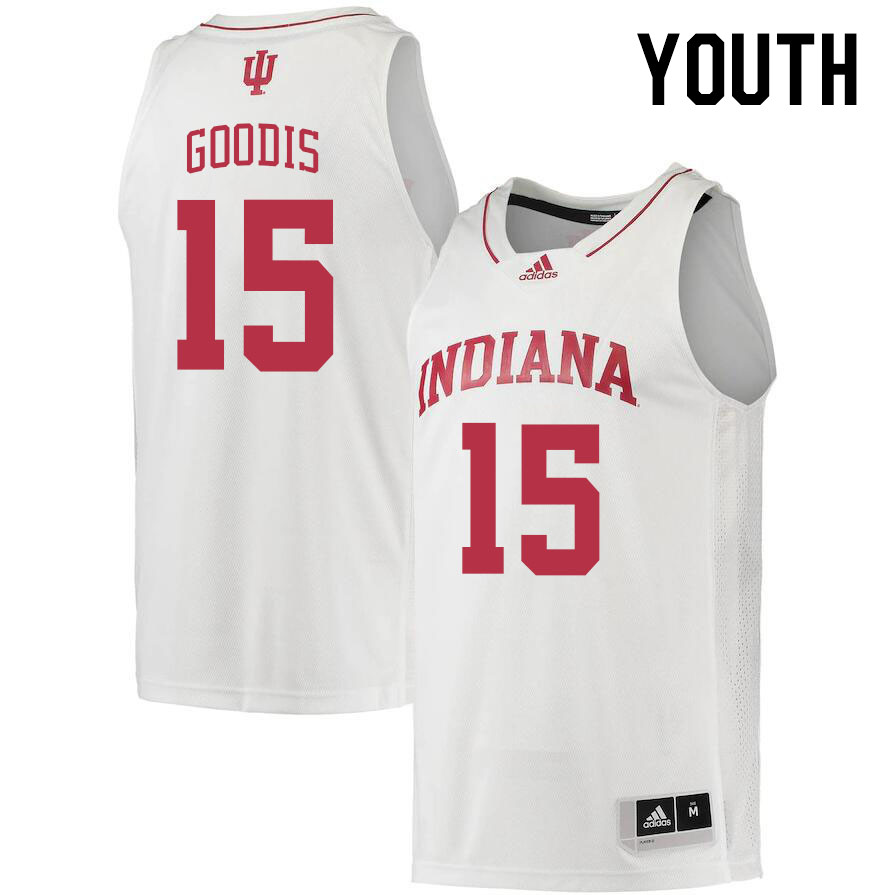 Youth #15 James Goodis Indiana Hoosiers College Basketball Jerseys Stitched Sale-White